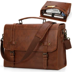 NUBILY Mens Satchel Bag Vintage PU Leather